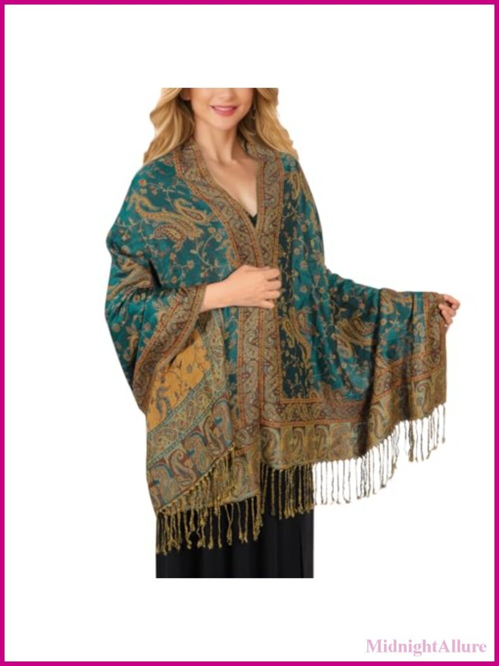 Pashmina Shawl Wrap Soft Silky Acrylic Paisley Reversible Women's Scarf